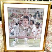 Stephen Doig (Bn 1964 - ) Ian Botham, montage, signed, pastel, 65cm x 52.5cm