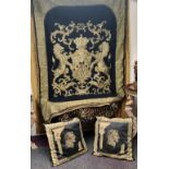 Soft Furnishings - two large square black and buff cushions, with Julius Ceasar and classical