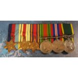 World War II medals - The Defence Medal, Efficient Service, The 1939 - 45 Star, The African Star,