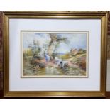 Miles Birket Foster, The Boating Pond, bears monogram to lower left, watercolour, 19cm x 28.5cm