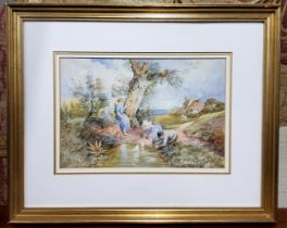 Miles Birket Foster, The Boating Pond, bears monogram to lower left, watercolour, 19cm x 28.5cm