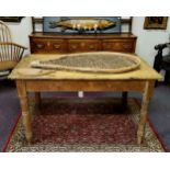 A Victorian farmhouse pine kitchen table,  c.1860