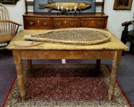 A Victorian farmhouse pine kitchen table,  c.1860