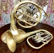 A Paxman Student model French Horn, lacquered brass;  a Lameur Baritone (2)