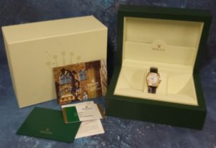 A Rolex Cellini 18ct gold & diamond lady's wristwatch, white dial, gold Roman numerals, gold
