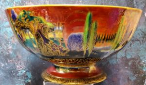 A Wedgwood 'Flame Fairyland' lustre punch bowl, designed by Daisy Makeig-Jones, the interior in '