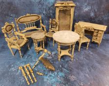Dolls House Accessories - an early 20th century white painted Louis XVI salon suite, each picked out