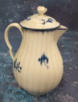 A Worcester Gilliflower pattern sparrowbeak lobed jug and cover,  painted with flower sprigs, 14cm