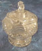A good cut glass scent bottle, in the form of a crown, cross stopper, hobnail cut, 9cm high, 20th