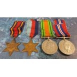 Medals, World War II, a set of four, 1939 - 45 Star, Burma Star, Defence Medal, 1939 - 45 Medal,