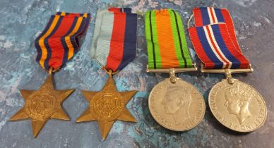 Medals, World War II, a set of four, 1939 - 45 Star, Burma Star, Defence Medal, 1939 - 45 Medal,