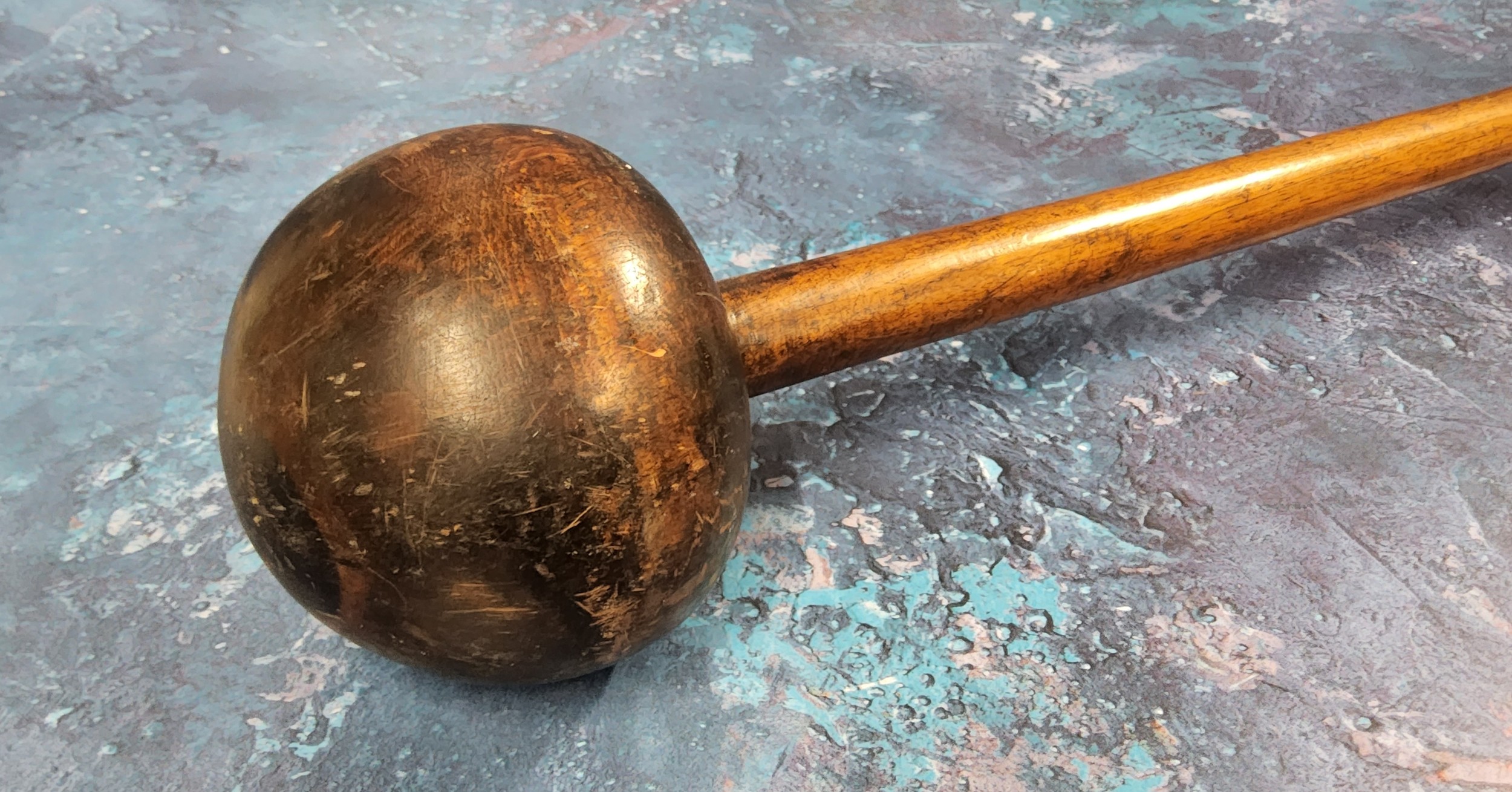 Tribal Art - a Zulu knobkerrie, globular head, 67cm long, South Africa