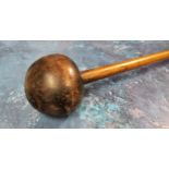 Tribal Art - a Zulu knobkerrie, globular head, 67cm long, South Africa