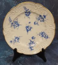 A Nantgarw shaped circular plate, from the Lady Seaton service, London decorated in blue