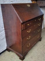 A George III English oak bureau c.1800