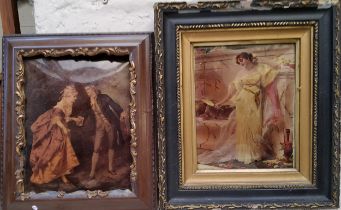 A Victorian crystoleum, of a gallant and companion, 22cm x 17cm, c.1870;  another, of a young