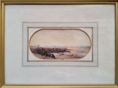 Paul Jacob Naftel R.W.S., Breakwaters on the Southampton Beach, watercolour, 11cm x 22cm