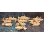 Crested Ware - Battle Ships - World War I - The Victory of Justice;  HMS Anglia;  Mine Sweeper;  HMS