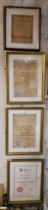 Four framed hairdresser's certificates; 1934 x2, December 1965 and 1991.