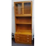 A narrow G-Plan red label teak study open bookshelf