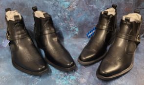 Two pairs of US Brass Eastwood ankle Cowboy boots size 9, brand new in original boxes