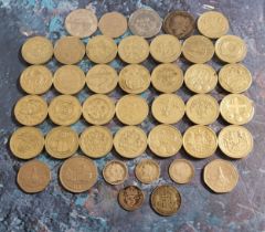 Twenty-nine collectible £1 coins; Bailiwick of Jersey coinage, Queen Victoria bunhead shilling;