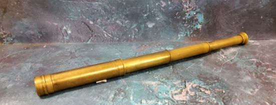 A 19th century brass three draw telescope, 41cm extended