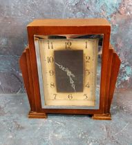 An Enfield Art Deco mantel clock, Arabic numerals, stepped case, c.1930