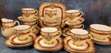 A Chinese Meito porcelain tea service, for twelve, printed marks