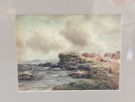 John Hamilton Glass (Scottish 1820 - 1885) A Rocky Coast, Near Kingham,  signed, watercoloiur,