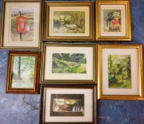 Miniature Watercolours - Heather Watson, A Place in the Sun, 8.5cm x 6cm;  others, Gates and Stiles,