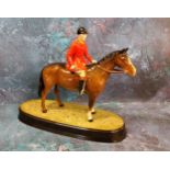 A Beswick Huntsman on a Bay mare, oval base, impressed mark