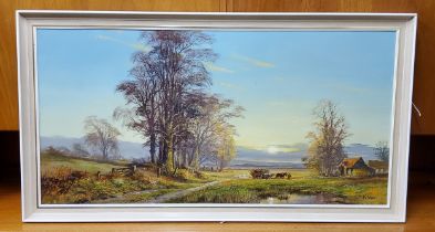 Don Vaughan, End of Day, signed, oil on canvas, 50cm x 100cm