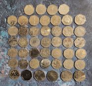 Forty-five collectible 50 pence pieces, various Beatrix Potter examples, Olympics, Suffragette,