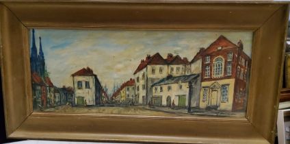 T**G**Newman, 20th century, Kent St to College Street, Portsea, signed, dated 1973, oil on canvas,