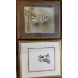 D M Clark, Jack Russel, signed, watercolour, 32cm x 28cm;  R Fletcher, Barn Owl, signed, pastel,