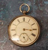 A Victorian silver open faced fusee pocket watch, subsidiary dial, Chester 1900