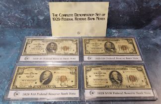 Bank Notes - A United States 1929 Federal Reserve $100 bill/ bank note in capsule; a 1929 $50