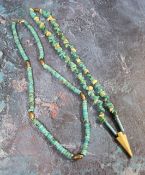A native American turquoise bead necklace;  another (2)