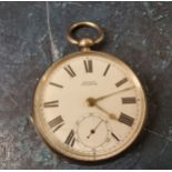 A silver open faced pocket watch, subsidiary dial, Heard Wisbech, Birmingham 1880