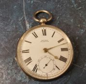 A silver open faced pocket watch, subsidiary dial, Heard Wisbech, Birmingham 1880