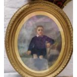 Maria J E Banting, 19th century, Victorian portrait of a young boy, signed, oil, oval, 44cm x 34cm,
