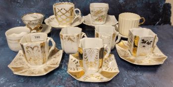 Moustache Cups - Continental, canted square, inscribed in gilt, Present from Morecombe;  others,