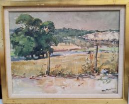 May Monckton, Impressionist Landscape, signed, dated 1949, oil on canvas, 34cm x 44cm