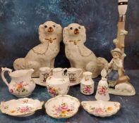 Royal Crown Derby Posies pattern jug, vases and trinket dishes;  a Nao figural side light;  a pair