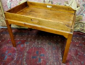 An early 19th century walnut Butler's tray on stand, 46cm high x 75cm wide x 49cm deep