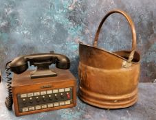 A Dictograph Telephone System, bakelite hand set;  a copper coal bucket (2)