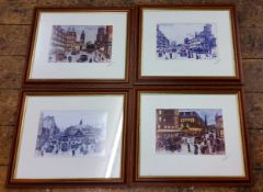 Terry Gorman (Sheffield Artist), by and after, a set of four, Pinstone Street and St Pauls