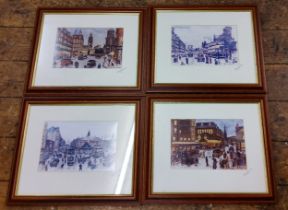 Terry Gorman (Sheffield Artist), by and after, a set of four, Pinstone Street and St Pauls