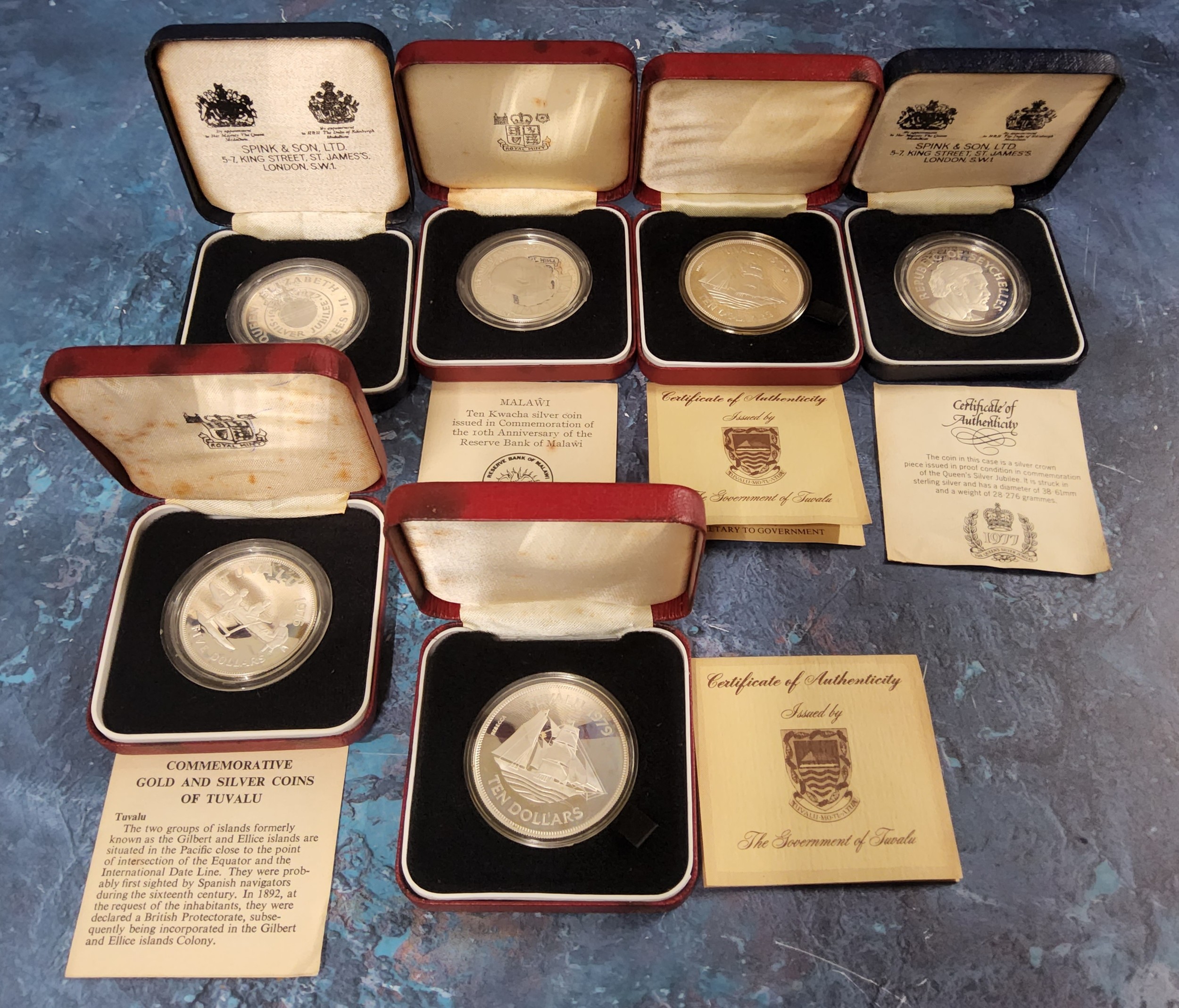 A Sterling Silver Proof set of five Isle of Man Millenium Crowns to commemorate the 1,000th